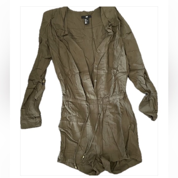 H&M Pants - H AND M olive green long sleeve button down romper